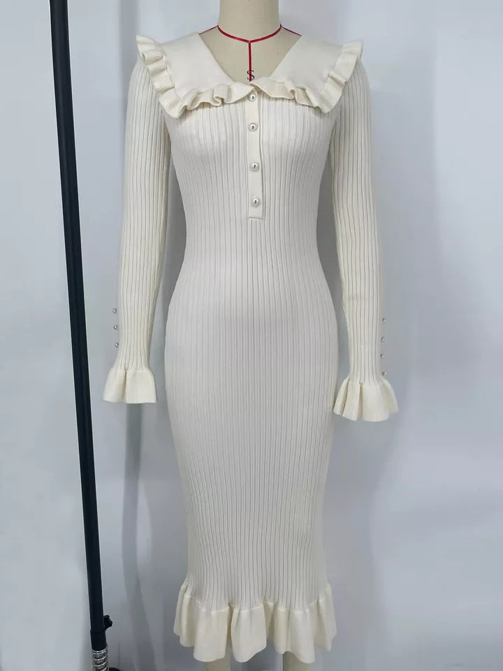 Schickes Strickkleid mit Kragen für Damen