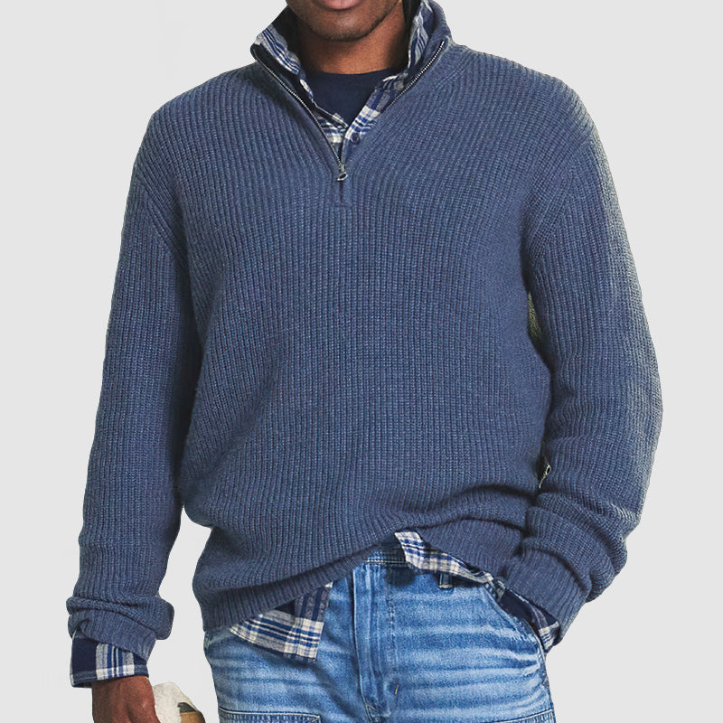 Business Casual Pullover mit Reißverschluss