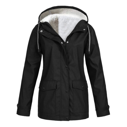 Warme Fleece Parkajacke mit Kapuze für Damen