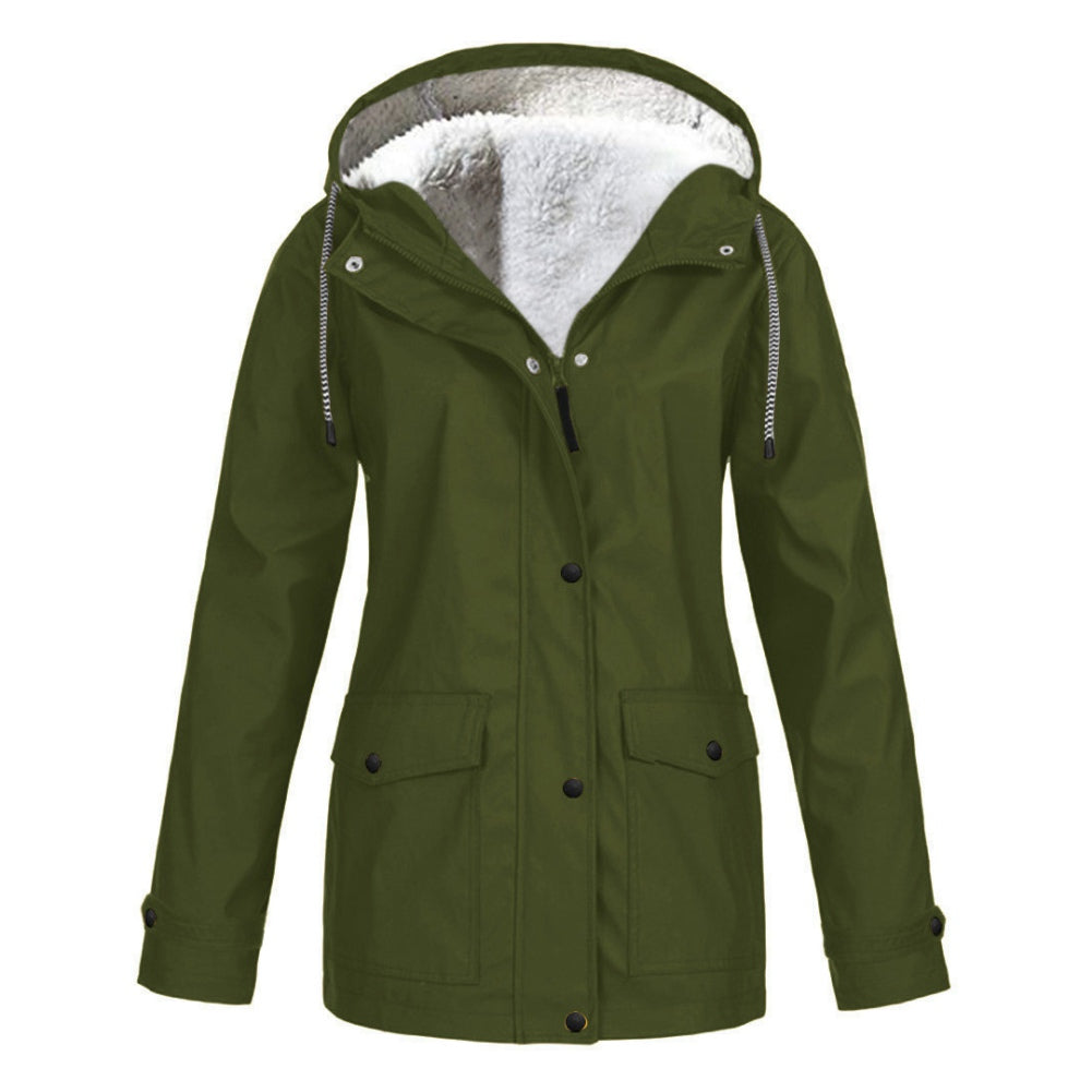 Warme Fleece Parkajacke mit Kapuze für Damen