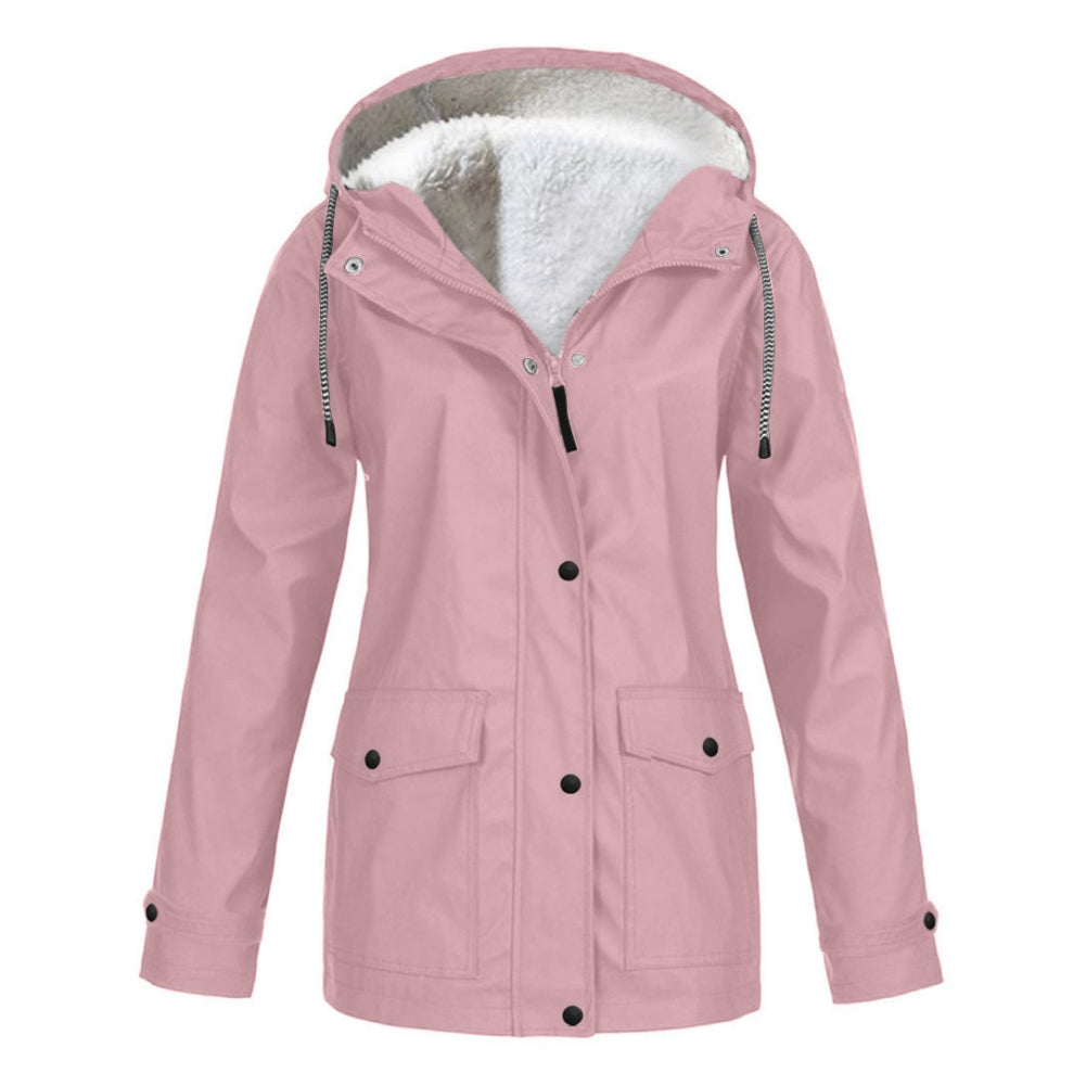 Warme Fleece Parkajacke mit Kapuze für Damen